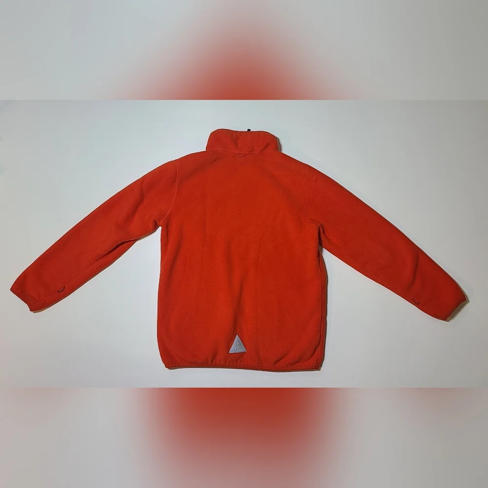 LL Bean Sherpa Lined Fleece Jacket Kids Medium 10-12 Full Zip Comfy Cozy Orange